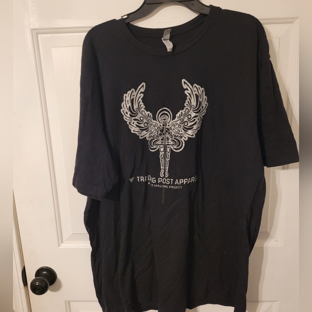 Black Graphic T-Shirt with Silver Design 3XL